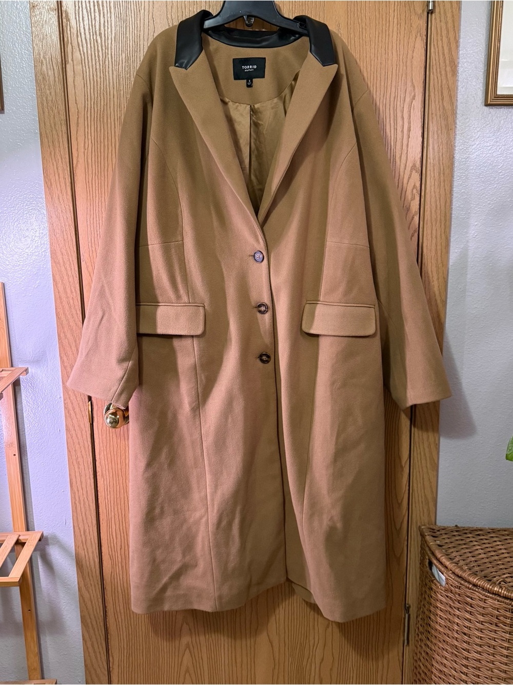 Torrid faux leather camel coat (size 5x)